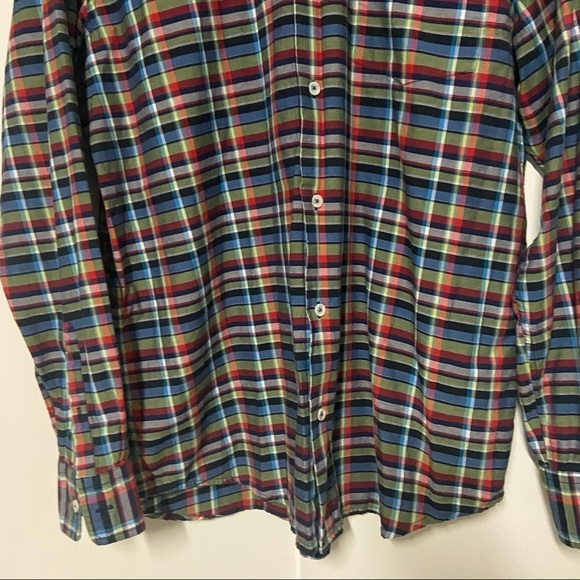 Neiman Marcus men’s cotton plaid Button up long sleeves Shirt Size L - Picture 6 of 9